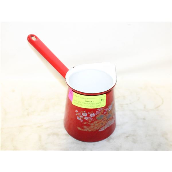 VINTAGE PHEONIX SIDE POUR PITCHER RED ENAMEL STEEL