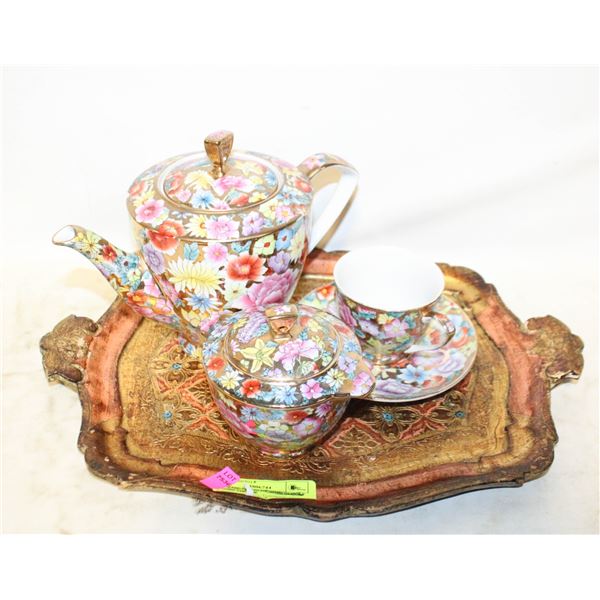 LOT OF FIFTH AVENUE CHINA + ORNATE SERVING TRAY