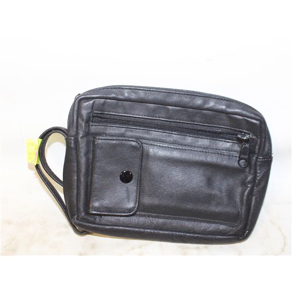 MENS BLACK LEATHER ORGANIZER MULTI POCKET