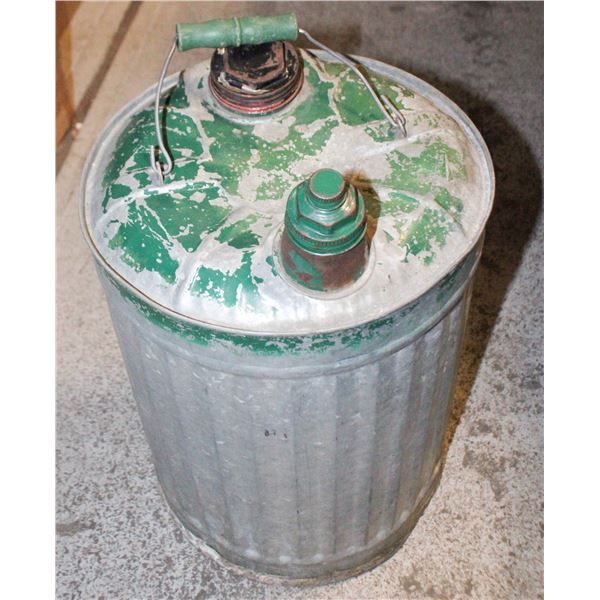 VINTAGE GALVANIZED 5 GALLON METAL GAS CAN