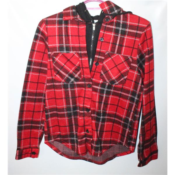 LADIES S RED PLAID NO BOUNDRIES HOODIE