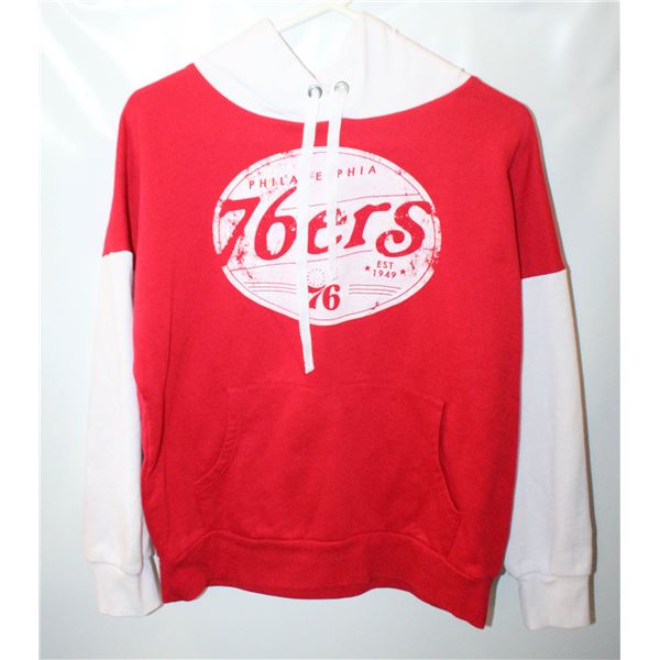 LADIES MED PHILADELPHIA 76'ERS RED HOODIE