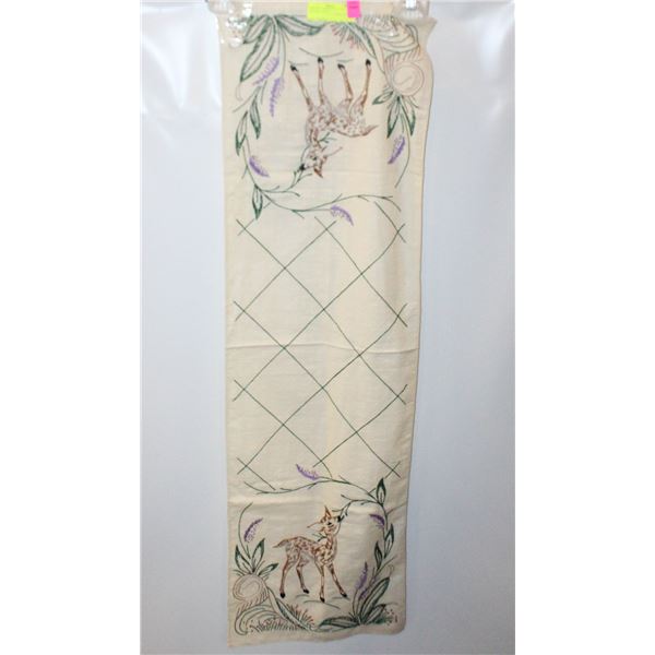 VINTAGE CROSS STITCH TABLE RUNNER 40"X12"