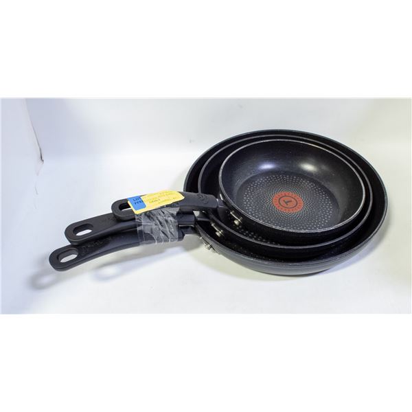 3 PIECE T-FAL NON STICK SKILLET SET BLACK