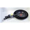 Image 1 : 3 PIECE T-FAL NON STICK SKILLET SET BLACK