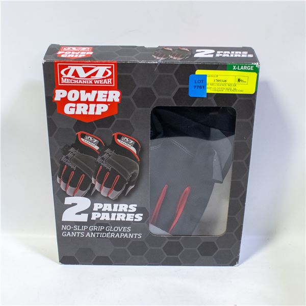 2 PAIRS OF MECHANIX WEAR POWER GRIP GLOVES SIZE XL