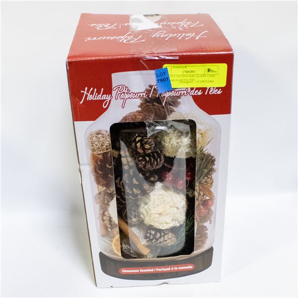 HOLIDAY POTPOURRI GLASS VASE CINNAMON SCENTED