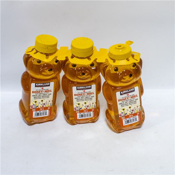 3 PACK OF KIRKLAND LIQUID HONEY UNPASTEURIZED