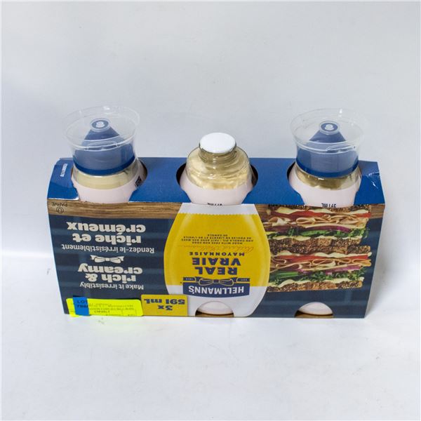 NEW 3 PK OF HELLMANN'S REAL MAYONNAISE - 3 X 591ML