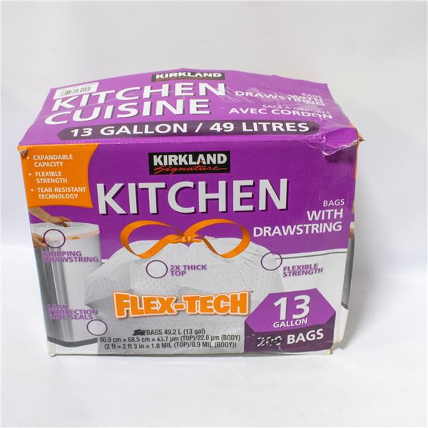 KIRKLAND KITCHEN BAGS WITH DRAWSTRING 13G / 49.2L