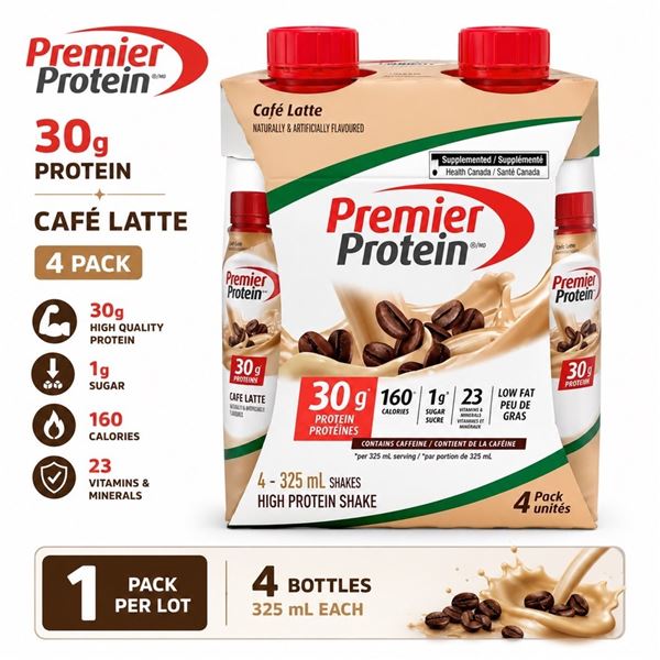 PREMIER PROTEIN 30G CAFA LATTE 4 PK BB 07/26
