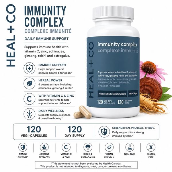 HEAL + CO IMMUNITY COMPLEX 120 CAPS BB 01/28