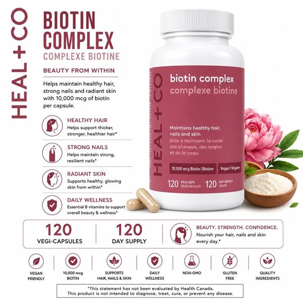 HEAL + CO BIOTIN COMPLEX 10000MCG 120 CAPS 07/27