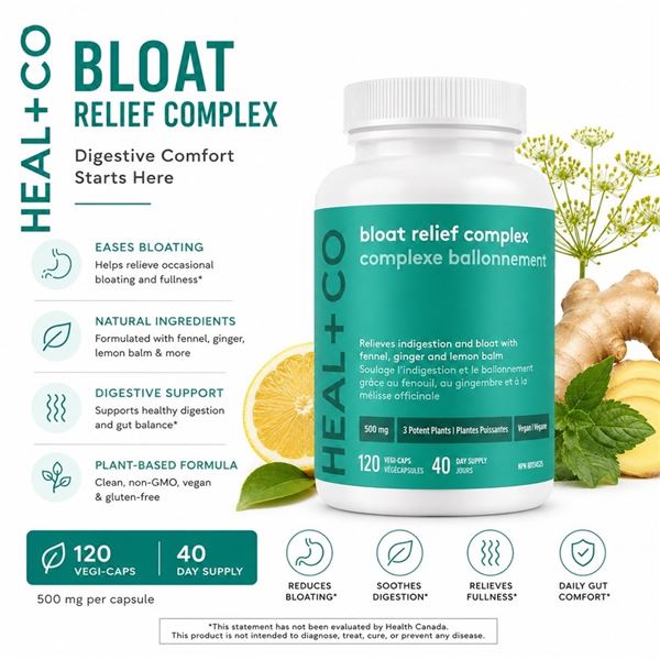 HEAL + CO BLOAT RELIEF COMPLEX 120 CAPS 500MG