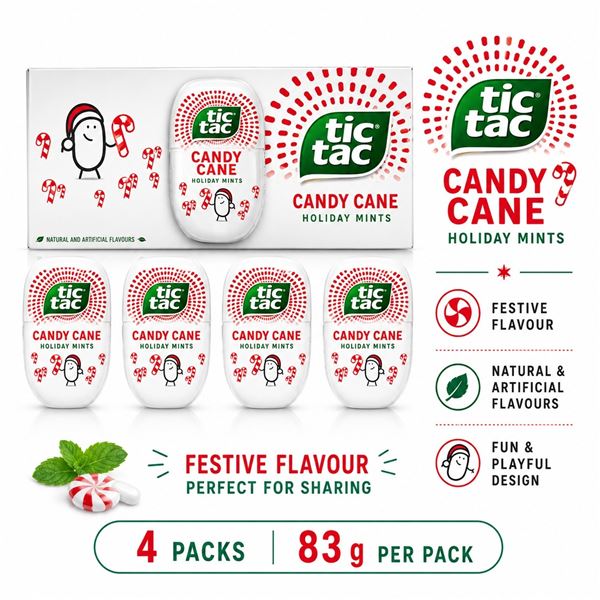 4 TIC TAC NAUGHTY OR NICE CANDY CANE 83G BB 09/26