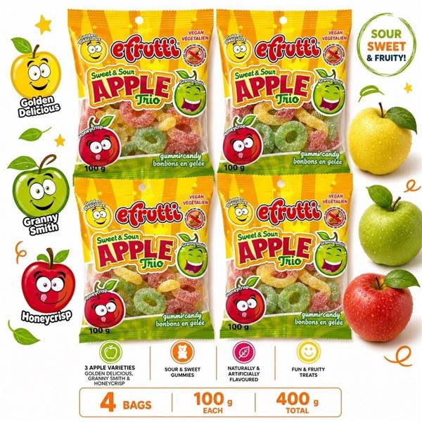 4 EFRUTTI SWEET & SOUR APPLE TRIO 100G BB 06/26