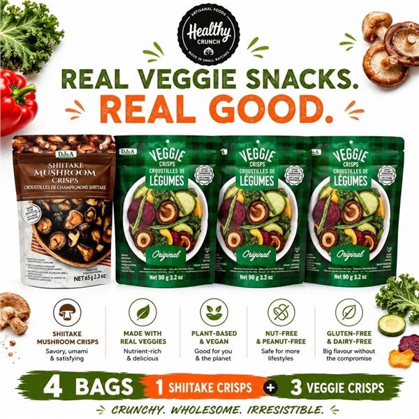 1 SHIITAKE CRISPS + 3 VEGGIE CRISPS BB 12/26