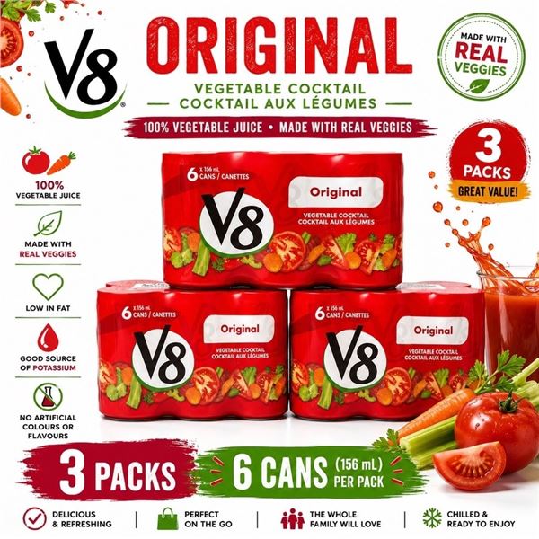 3 V8 ORIGINAL 6PACKS X 156ML BB 05/27