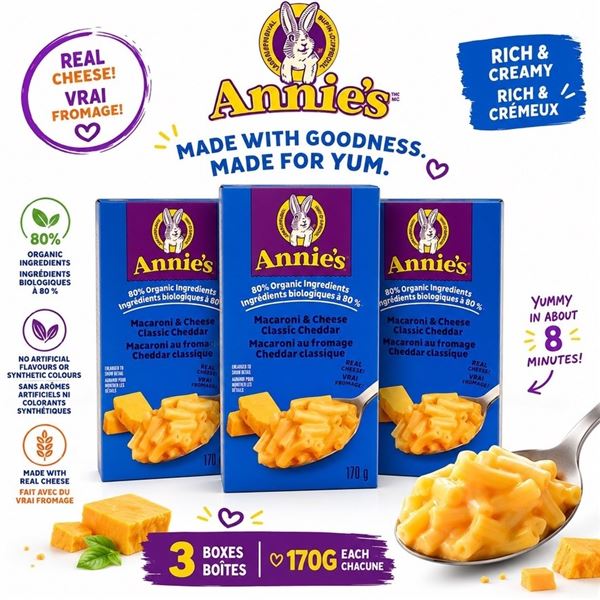 3 ANNIE'S ORGANIC MAC & CHEESE 170G BB 12/26