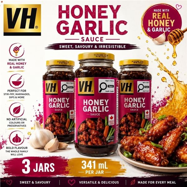 3 VH HONEY GARLIC SAUCE 341ML BB 07/27