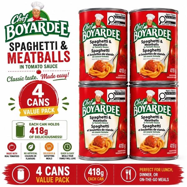 4 CANS CHEF BOYARDEE SPAGHETTI MEATBALLS BB 11/27