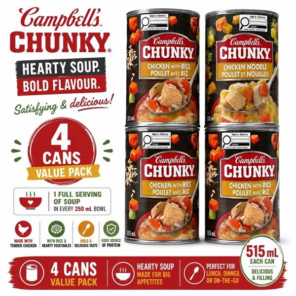 4 CANS CAMPBELLS CHUNKY CHICKEN RICE BB 11/27