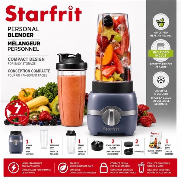 NEW STARFRIT PERSONAL BLENDER 7PC SET