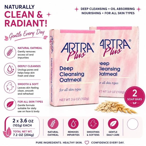 2 ARTRA PLUS DEEP CLEANSING OATMEAL SOAP BARS