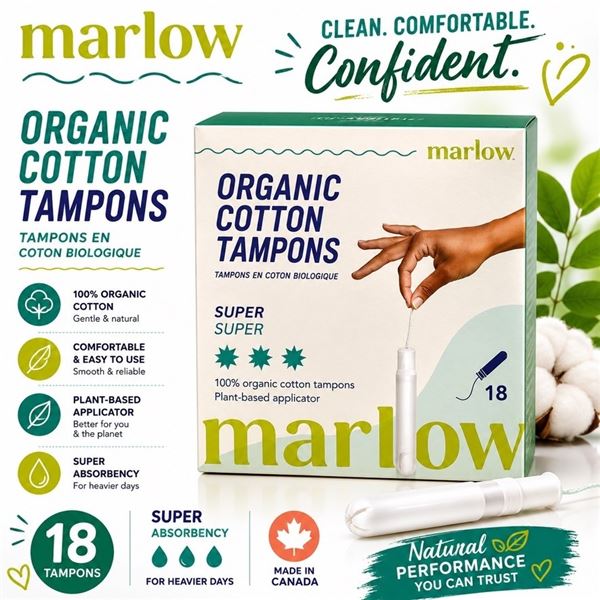 1 MARLOW ORGANIC TAMPONS SUPER 18CT BB 11/29