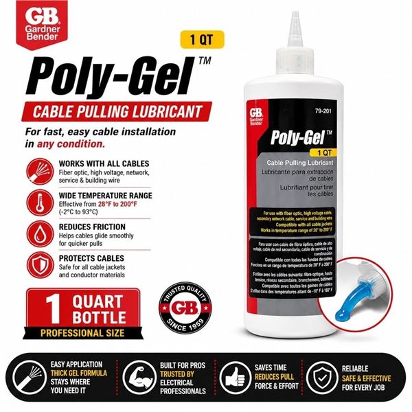 NEW POLY GEL 1 QT CABLE PULLING LUBRICANT