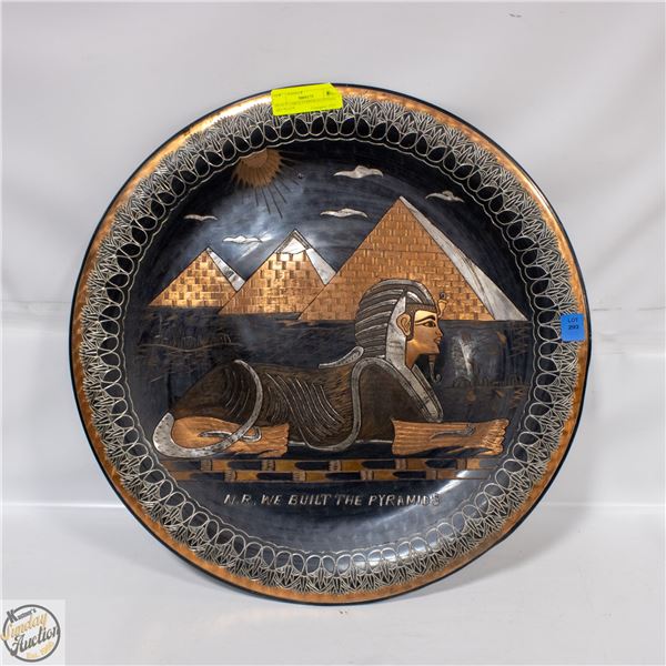 HEAVY LARGE COPPER EGYPTIAN ART PLATE