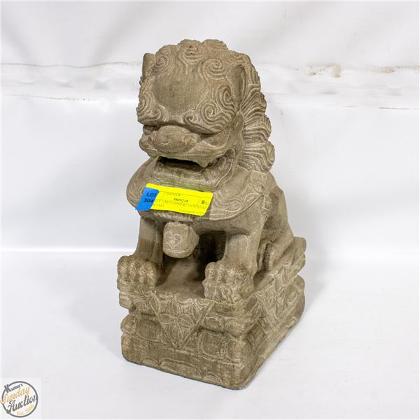 HEAVY CAST CHINESE LION STATUE 12 IN TALL