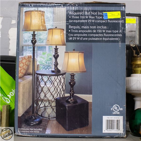 SET OF THREE CLASSIC LAMPS NEW IN BOX