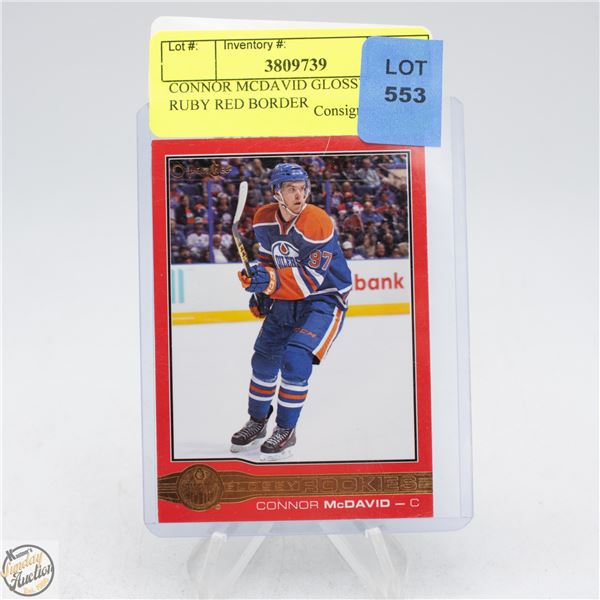 CONNOR MCDAVID GLOSSY ROOKIE RUBY RED BORDER