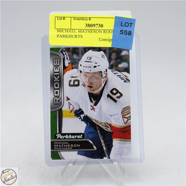 MICHAEL MATHESON ROOKIE PARKHURTS