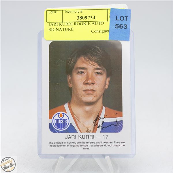 JARI KURRI ROOKIE AUTO SIGNATURE