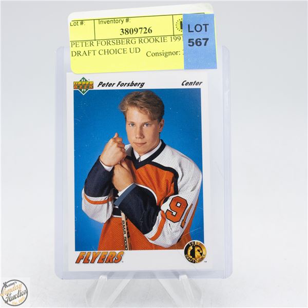 PETER FORSBERG ROOKIE 1991 DRAFT CHOICE UD