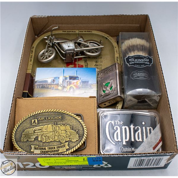 BOX WITH METAL MOTORCYCLE WITH CLOCK,