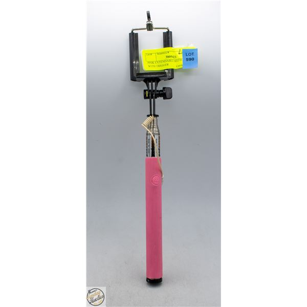 PINK EXTENDABLE SELFIE STICK WITH TRIGGER