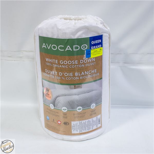 AVOCADO WHITE GOOSE DOWN COTTON DUVET QUEEN SIZE