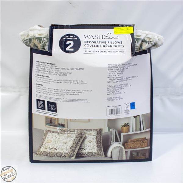 NEW 2 PACK OF WASHLUXE DECORATIVE PILLOWS 22 X 22"
