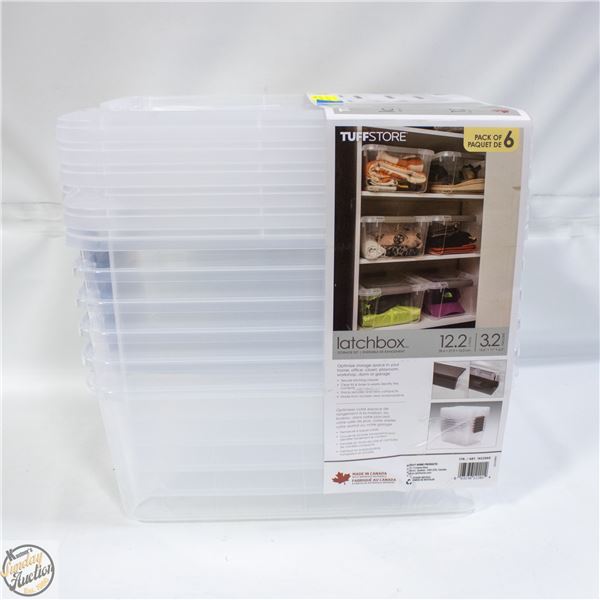NEW 6 PACK OF TUFFSTORE LATCH BOX STORAGE SET