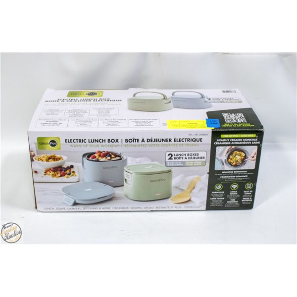 2 PACK GREENPAN ELECTRIC LUNCH BOXES BLUE & GREEN