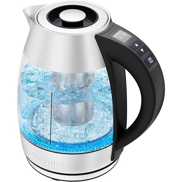 NEW CHEFMAN DIGITAL GLASS KETTLE WITH TEA INFUSER