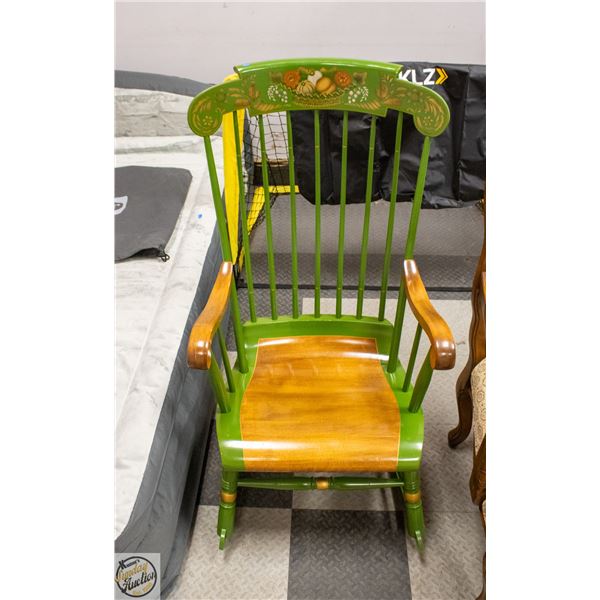 SOLID WOOD HAND PAINTED STYLE ROCKING CHAIR