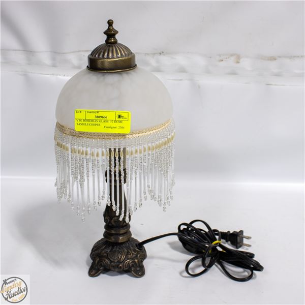 VTG BOHEMIAN GLASS 1/2 DOME TASSELS COOPER