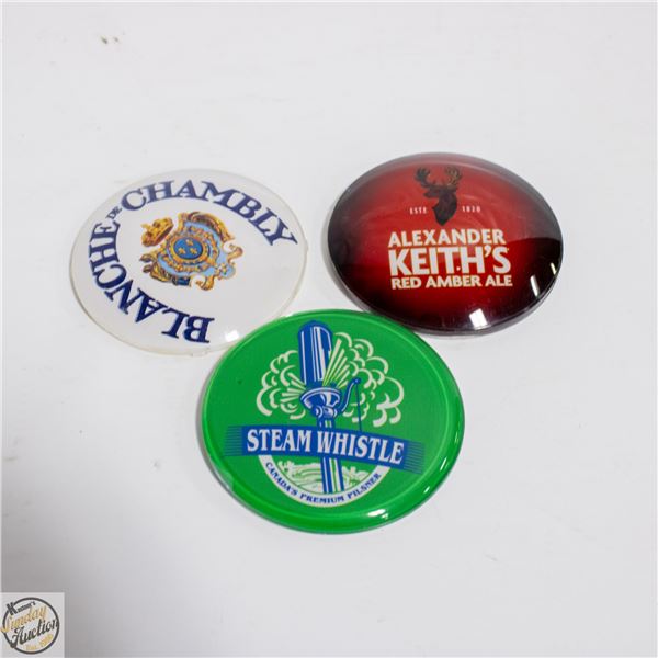 3 VTG BAR TAP BUTTONS STEAM WHISTLE BLANCHE ALEX