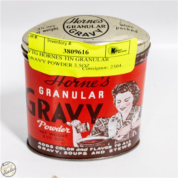 VTG HORNES TIN GRANULAR GRAVY POWDER EMPTY 3.5 OZ