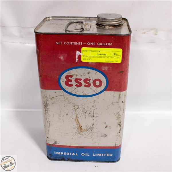 VINTAGE ESSO IMPERIAL 1 GALLON OIL CAN