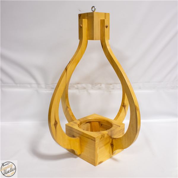 HANDCRAFTED WOOD PENDANT LIGHT FIXTURE- 25" X 18"